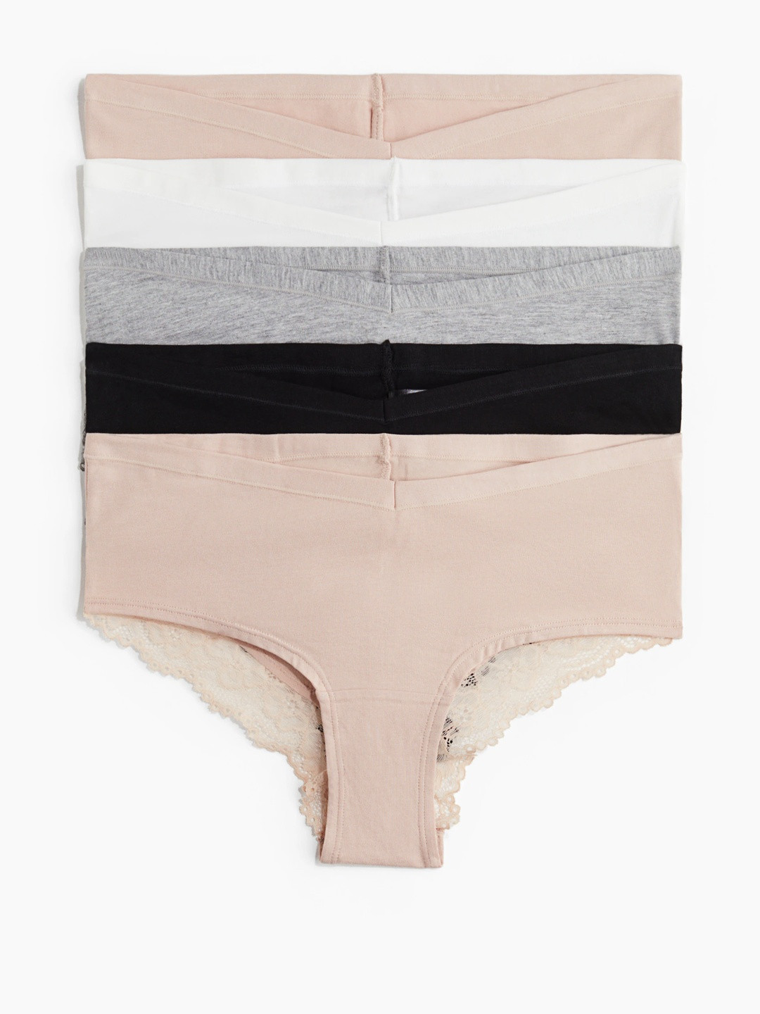 H&M Women MAMA 5-Pack Lace-Trimmed Cotton Hipster Briefs