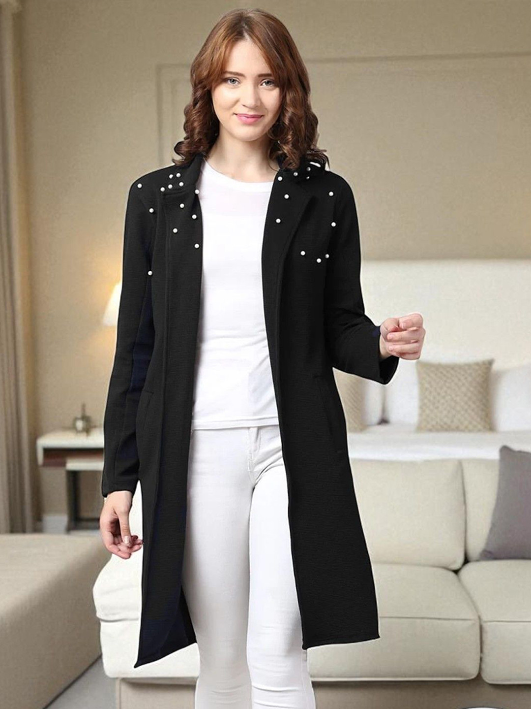 SFOTY Longline Shrug with Pearl Detailing