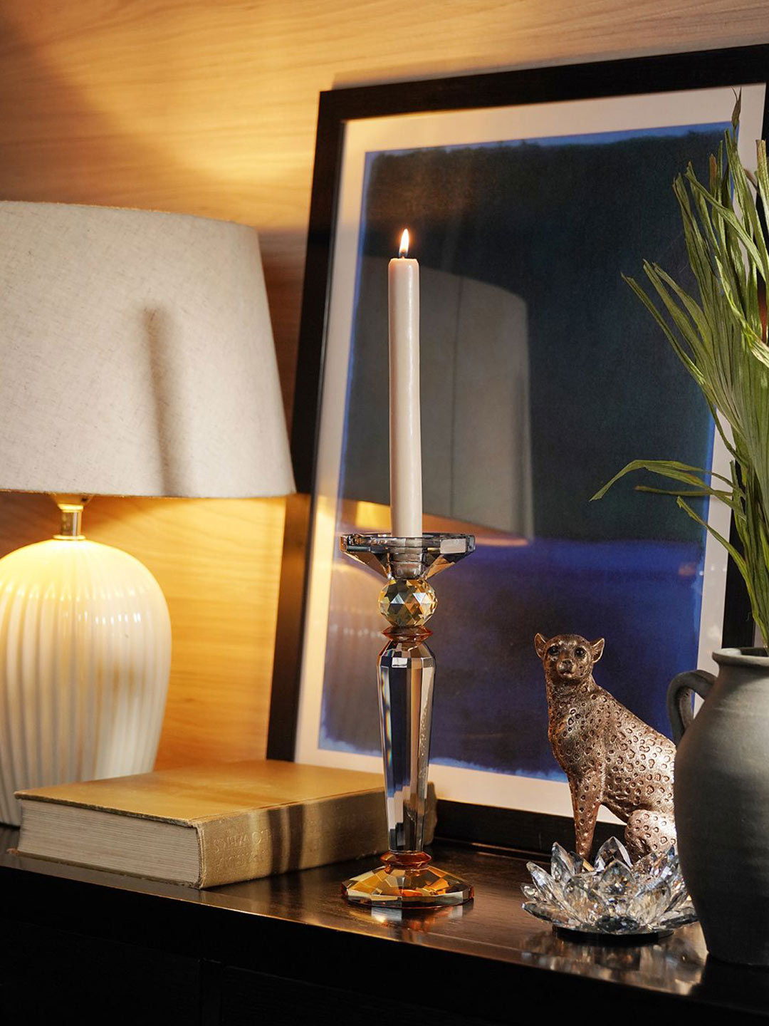 Pure Home and Living Brown Glass Candle Holder