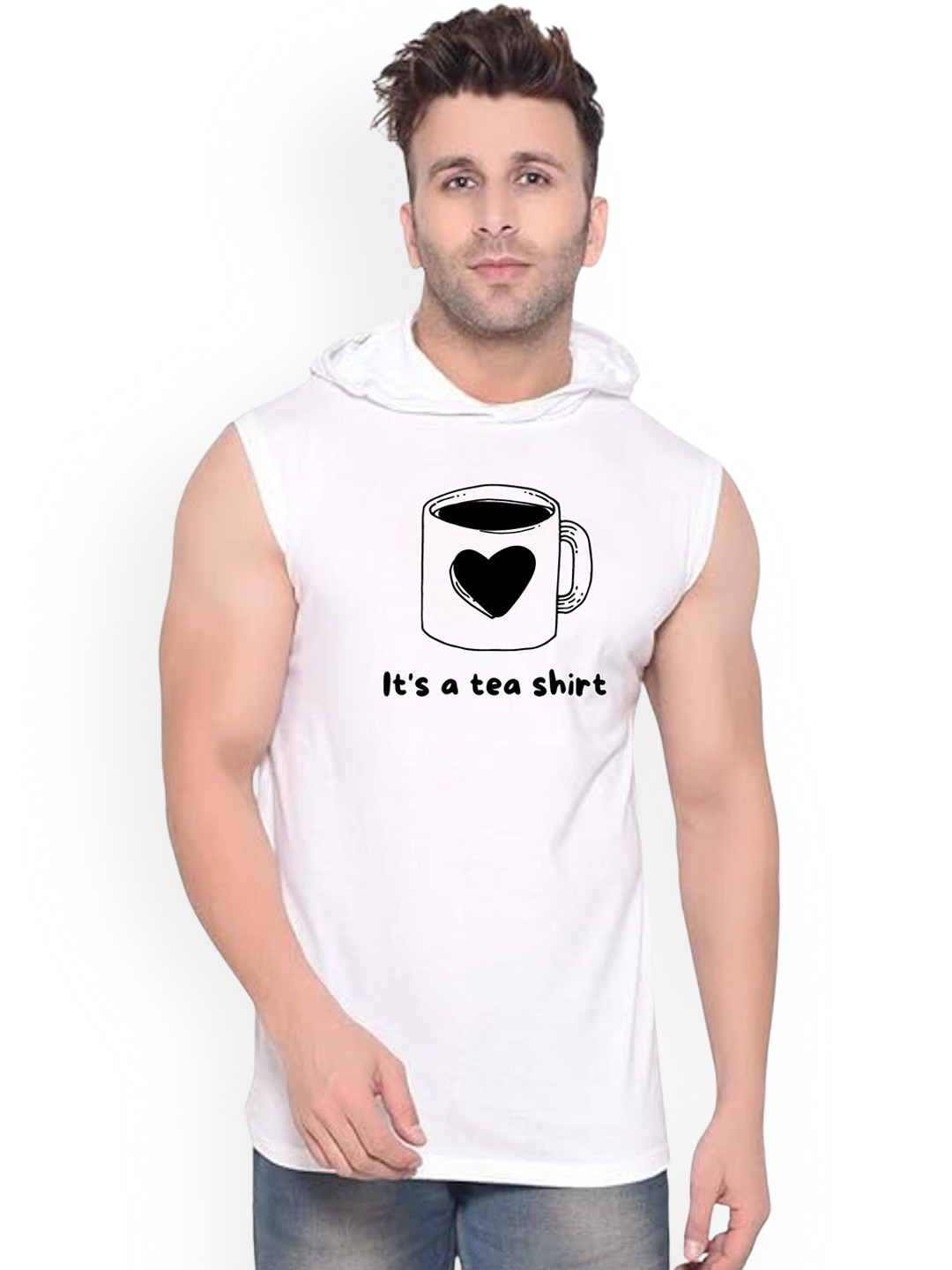 Fashnobic Men Its Tea Shirt Printed Hooded-Neck Gym Vests
