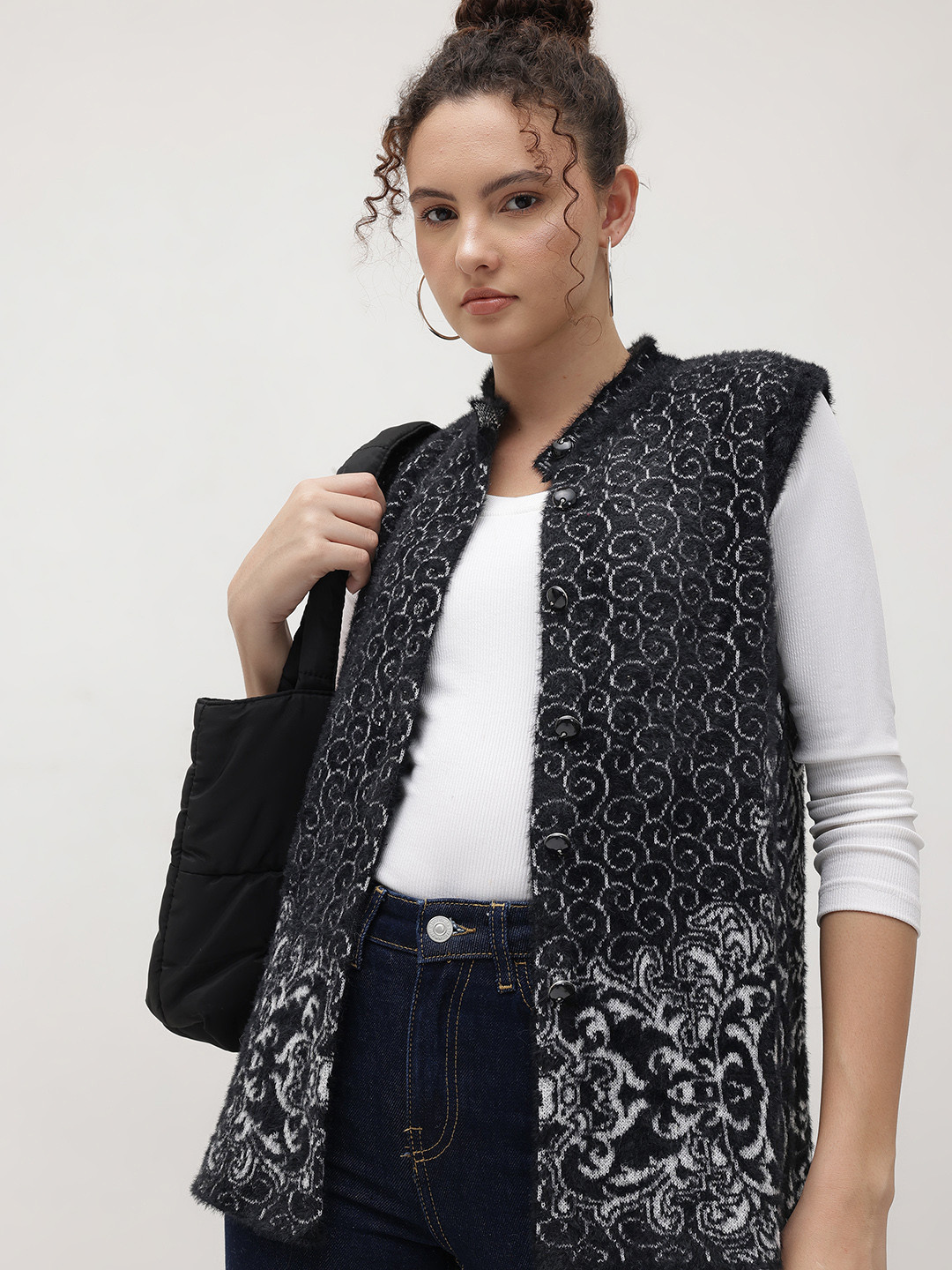 The Roadster Life Co. Women Self Design Longline Cardigan