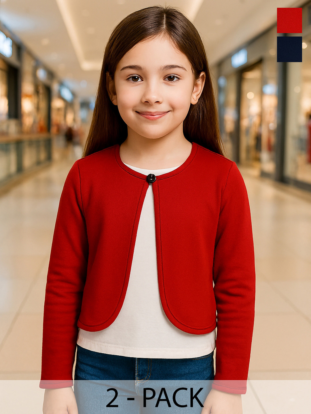 Kryptic Girls Pack Of 2 Open Front Pure Cotton Buttoned Shrugs