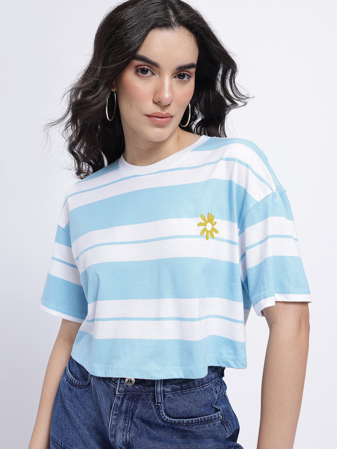 glitchez Striped Oversized  T-shirt
