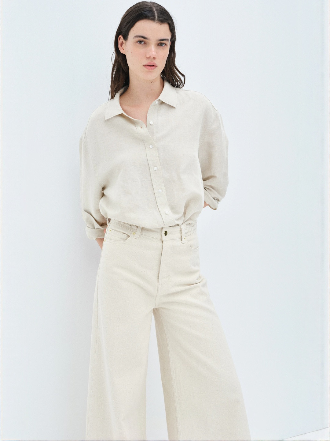 H&M MAMA Before & After Linen-Blend Solid Shirt