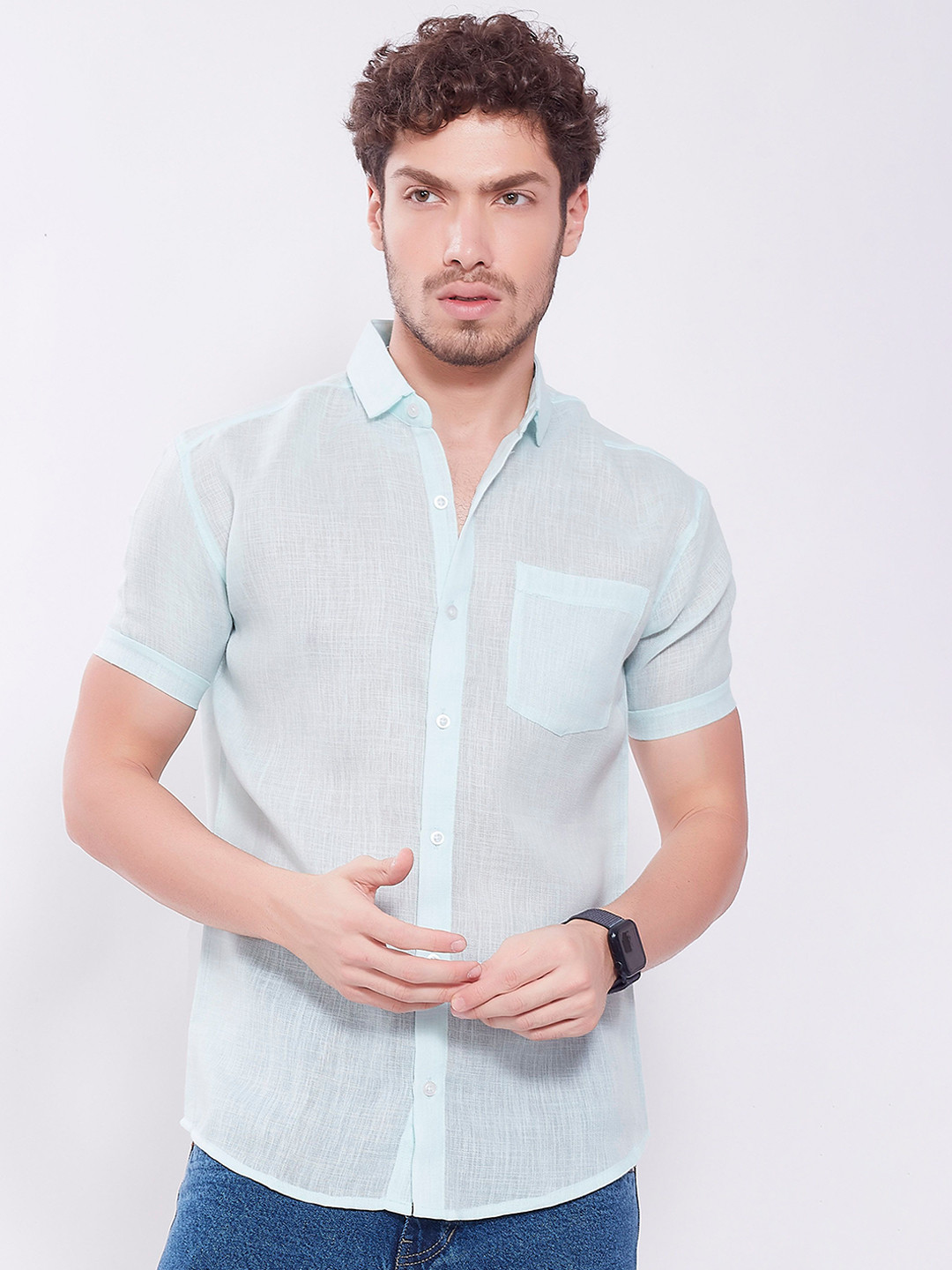 DIVISIVE Men Comfort Slim Fit Semi Sheer Casual Shirt