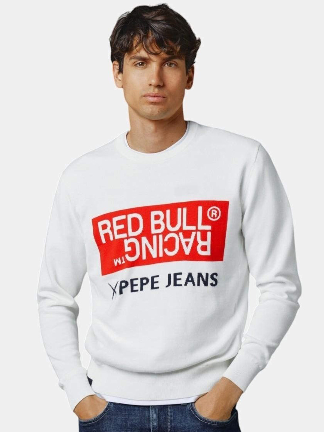 Pepe Jeans X Red Bull Racing Intarsia Logo Knit Crew Neck