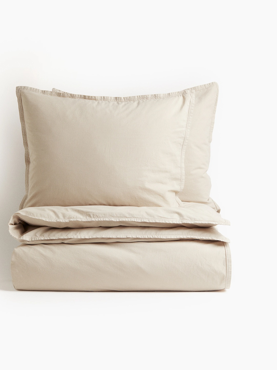 H&M Beige Washed Cotton Double/King Duvet Cover Set