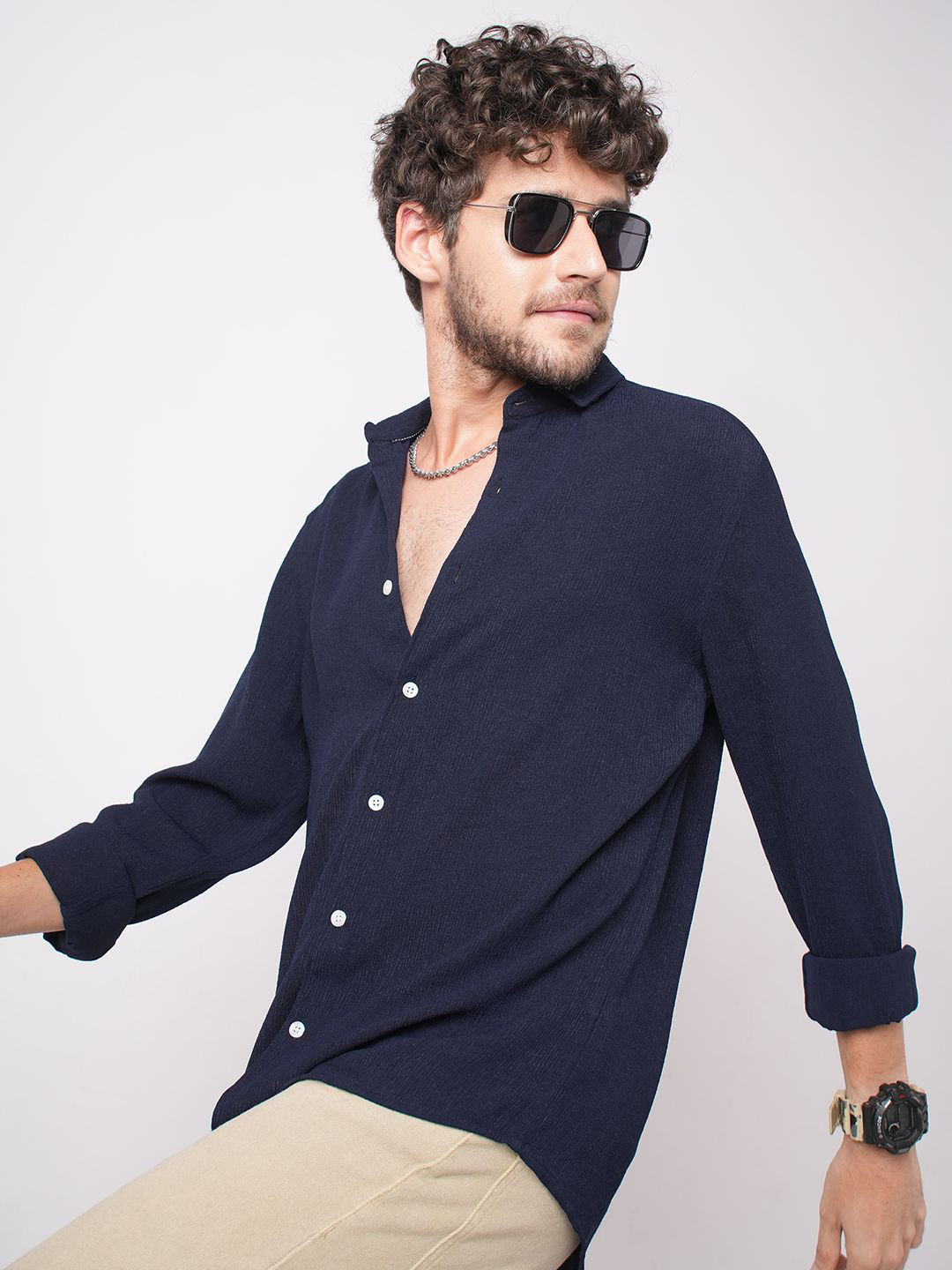 VASTRADO Men Classic Fit Solid Spread Collar Casual Shirt