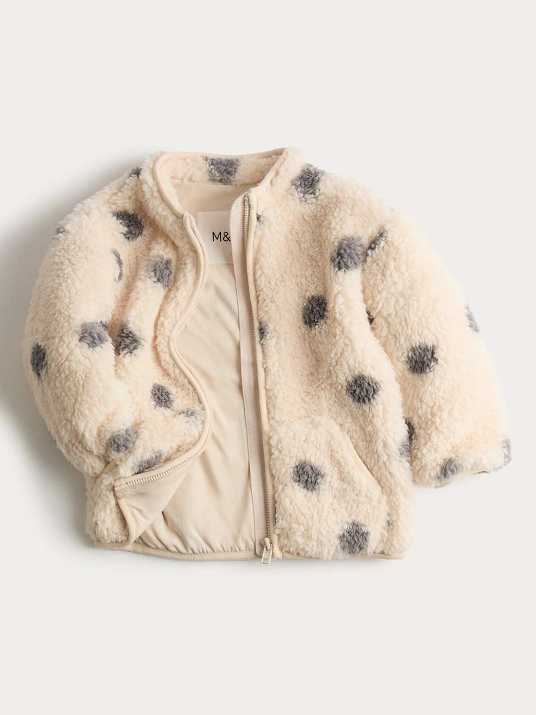 Marks & Spencer Girls Collarless Self Design Sherpa Jacket