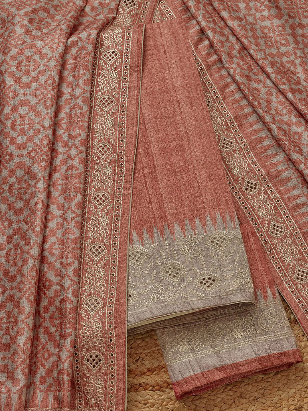 Soch Geometric Digital Printed Unstitch Dress Material With Thread Work