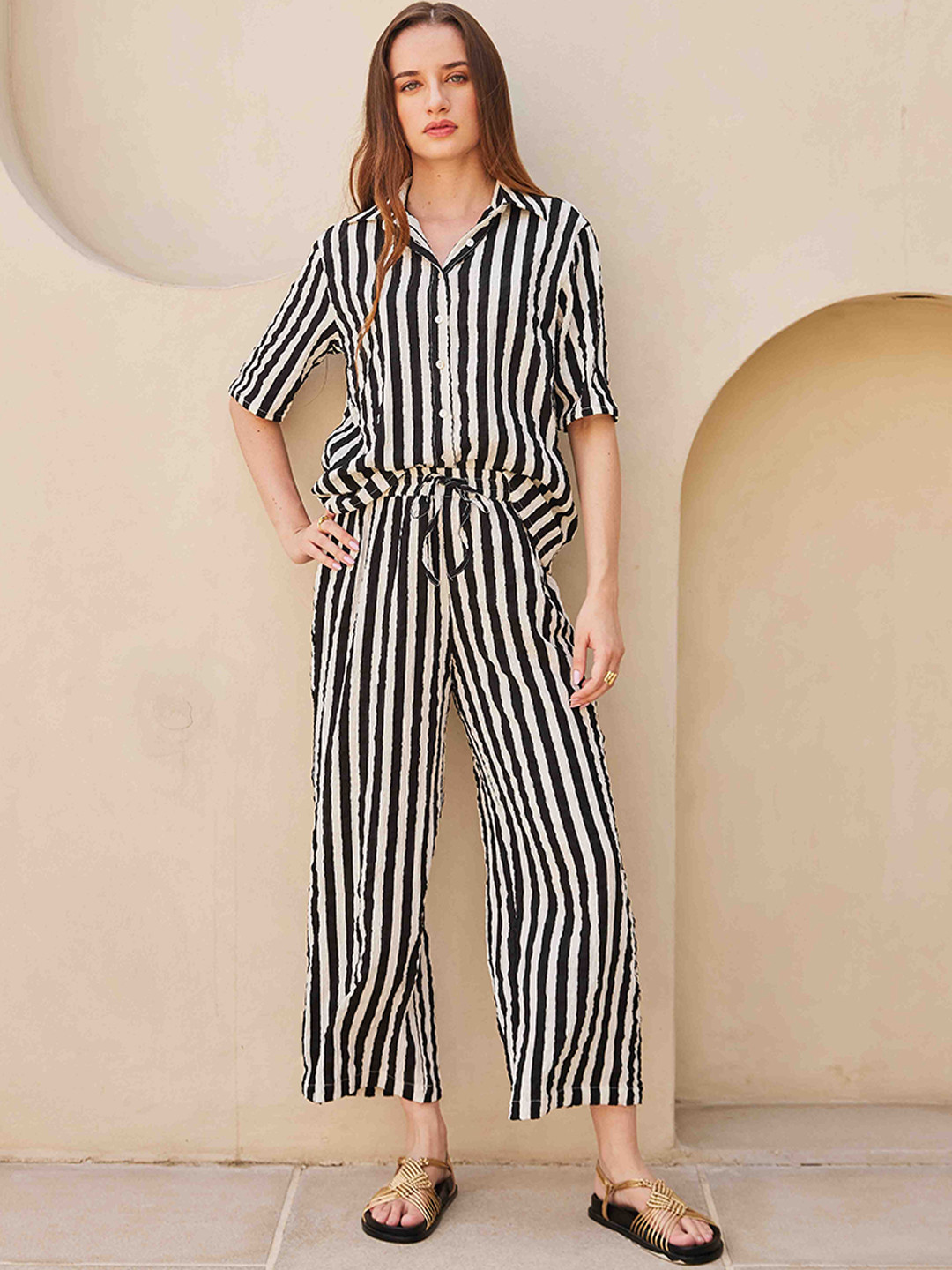 House of Sal Mala Striped Shirt & Trousers Co-Ords Set