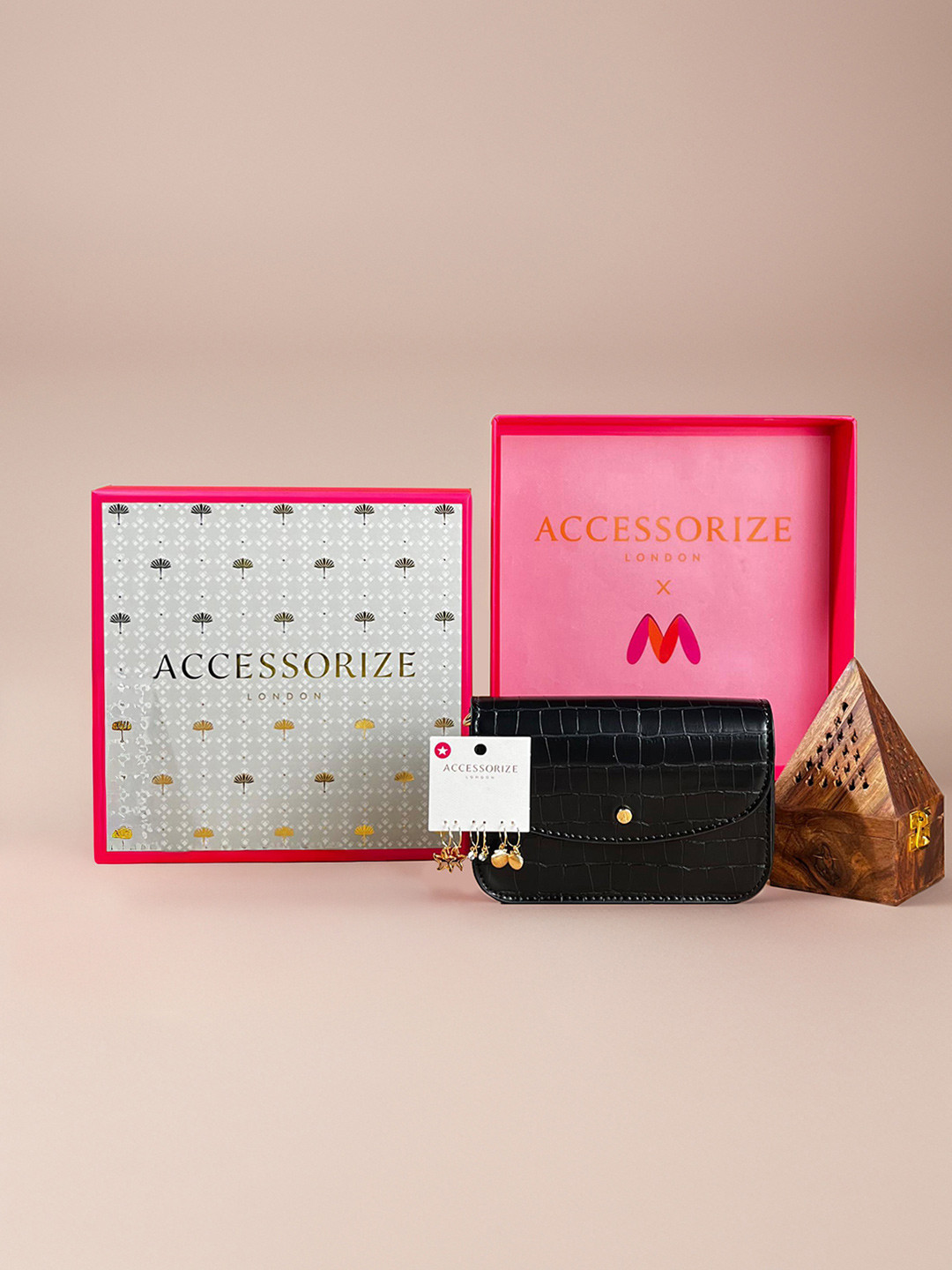 Accessorize Sling Bag With Set Of 3 Stone-Studded Hoop Earrings