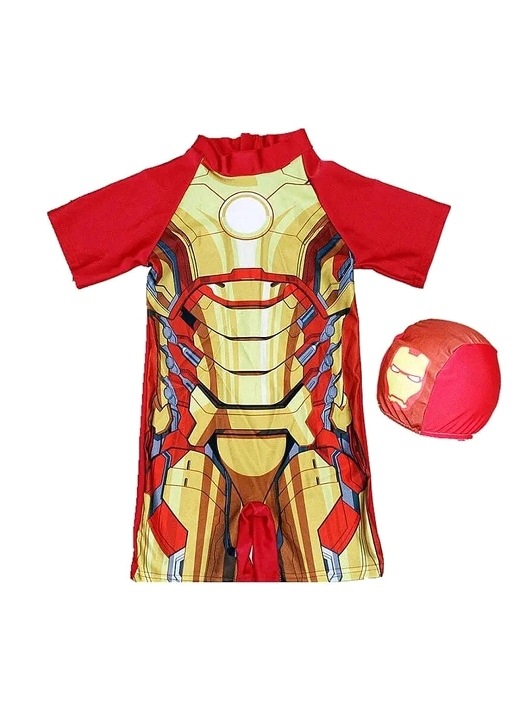 YUPPIN Kids Ironman Printed Round Neck Legsuit with Cap