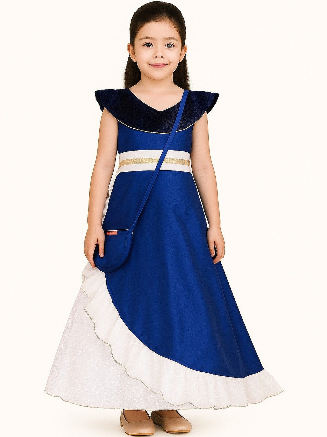 My Lil Princess Ellina Royal Blue Embellished A-Line Maxi Dress