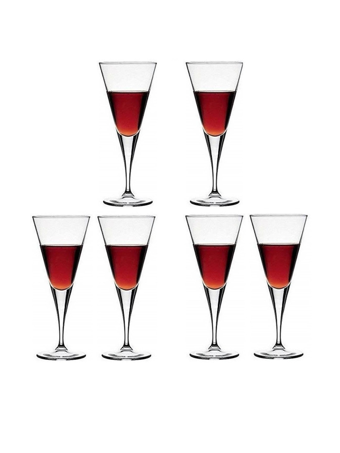 1ST TIME Transparent 6 Pieces Dishwasher Safe Wine Bar Glasses- 150 ml