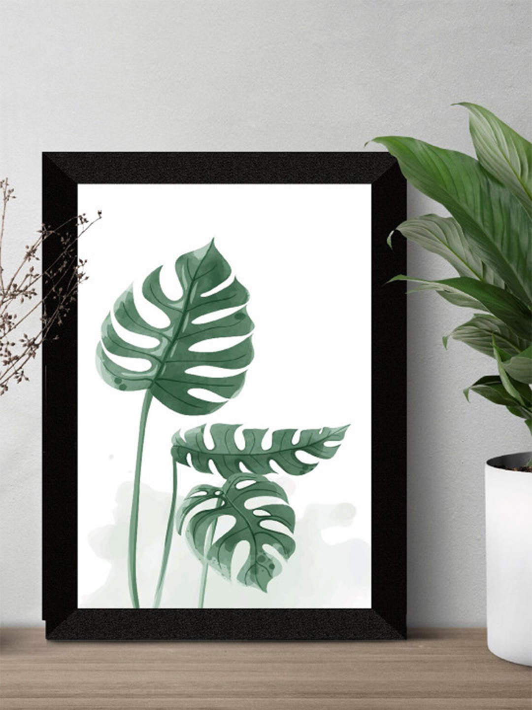 SAF Green & White Botanical Printed Framed Wall Art