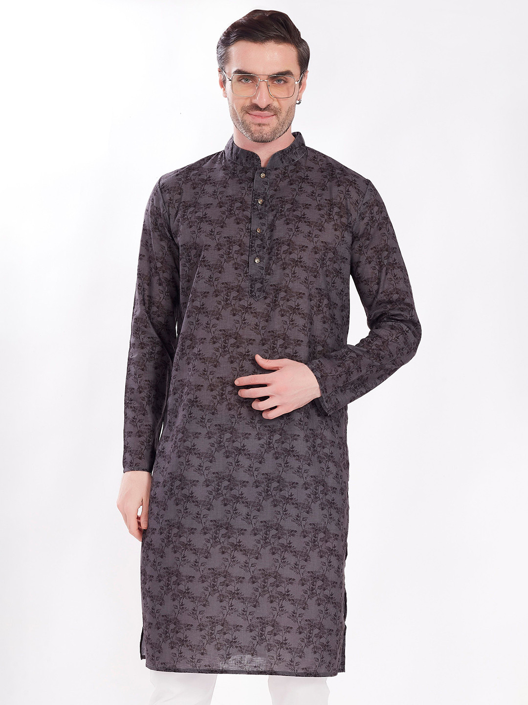 DIVISIVE Men Geometric Printed Daily Cotton Straight Kurta