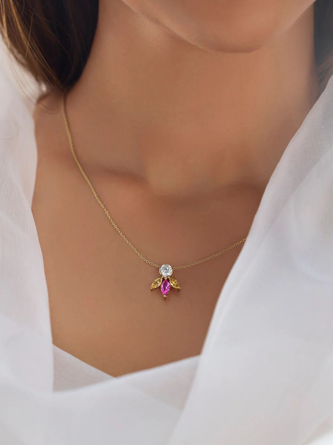 BAYAN JEWELRY 925 Sterling Silver Sapphire & 0.50 CT Lab Grown Diamond Necklace - 3.3 g