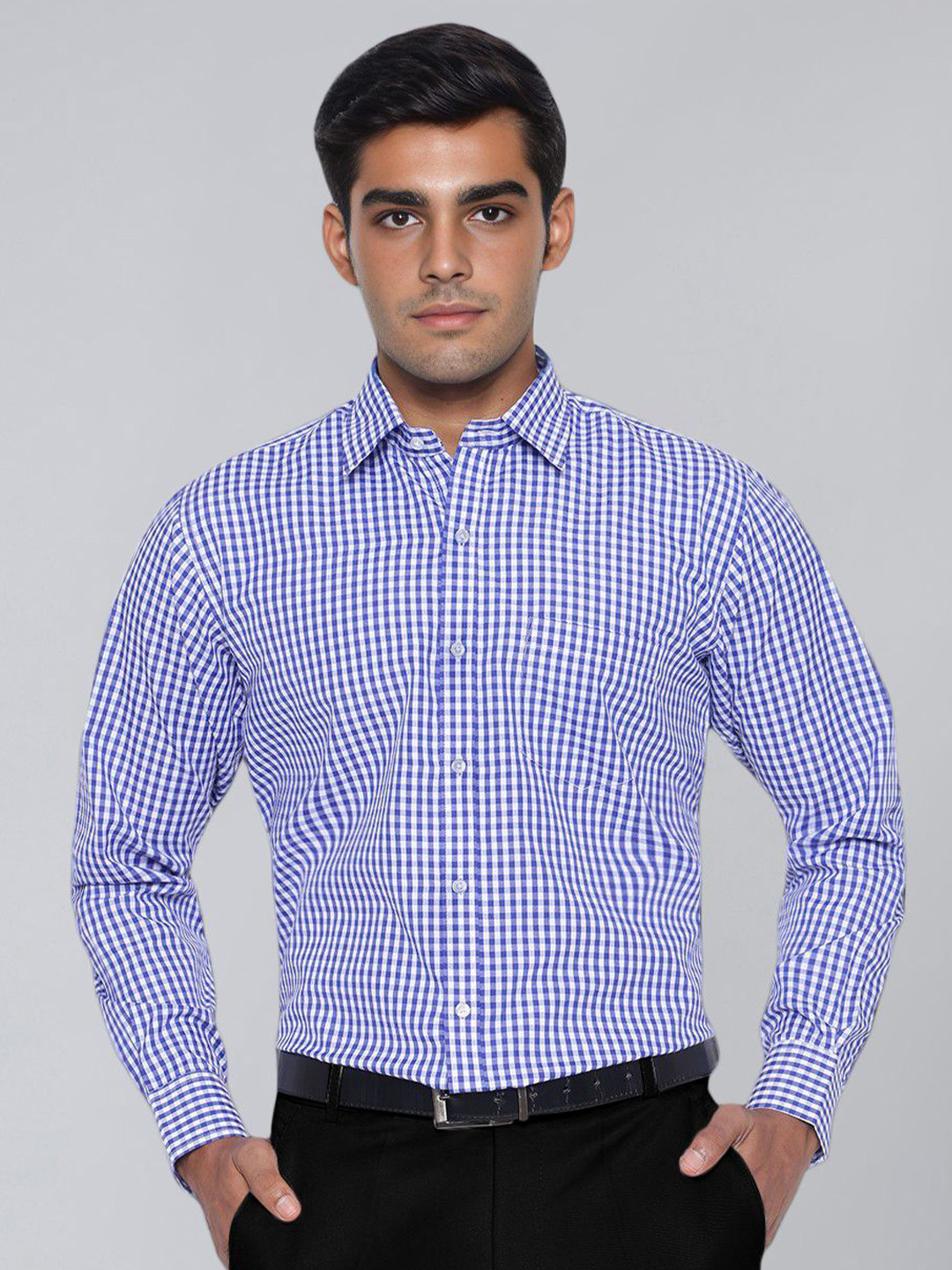 ACCOX Checked Spread Collar Comfort Pure Cotton Formal Shirt