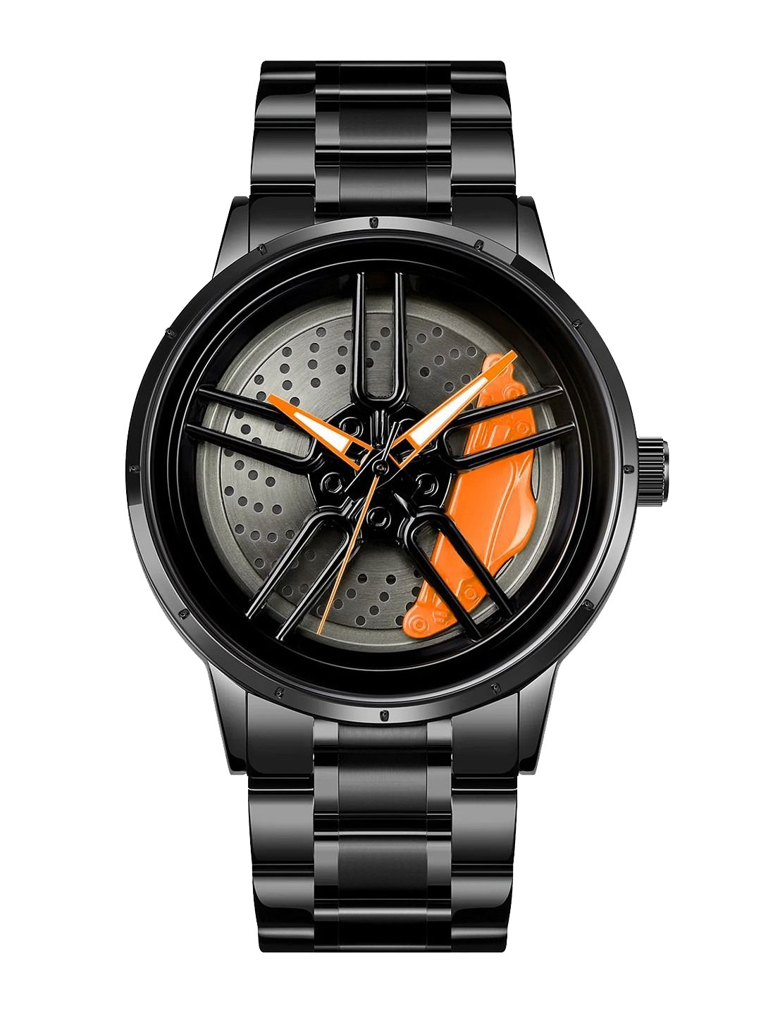 HDFCREATION Men Textured Dial  Analogue Watch Spinner_4_Khado__Orenge