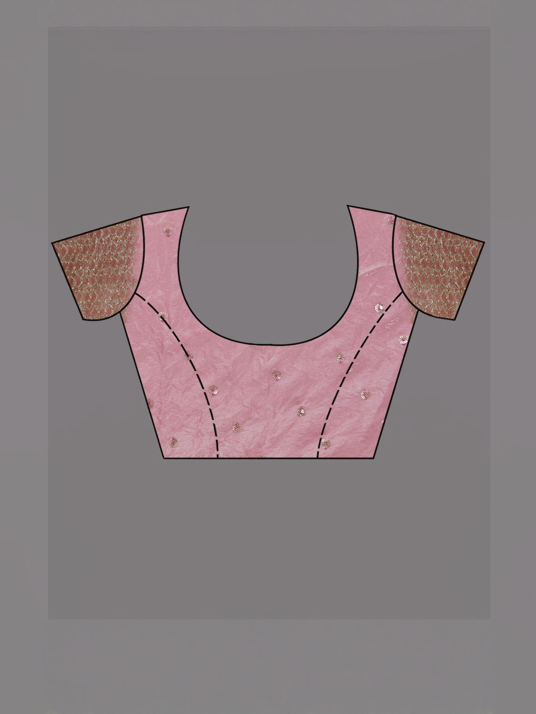 Koskii Onion Pink Sequins Organza Saree