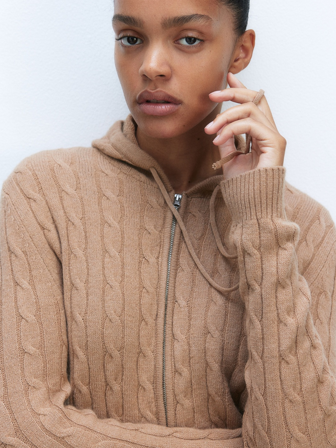 H&M Cable-Knit Zip-Through Hoodie