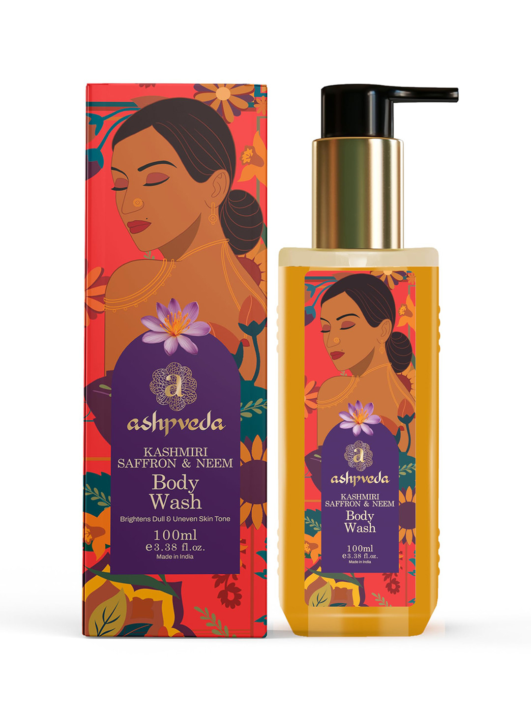 ASHPVEDA Radiant Kashmiri Saffron & Neem Body Wash Improves Skin Tone - 100 ml