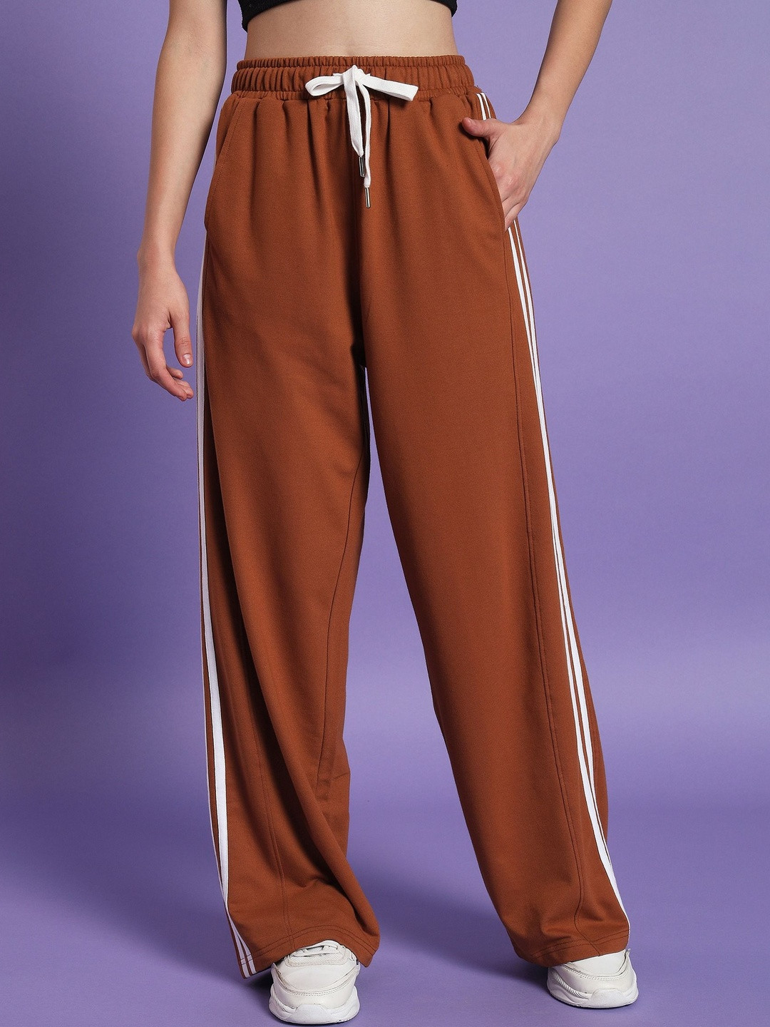Roadster Women Straight Fit Double-Stripe Terry Joggers