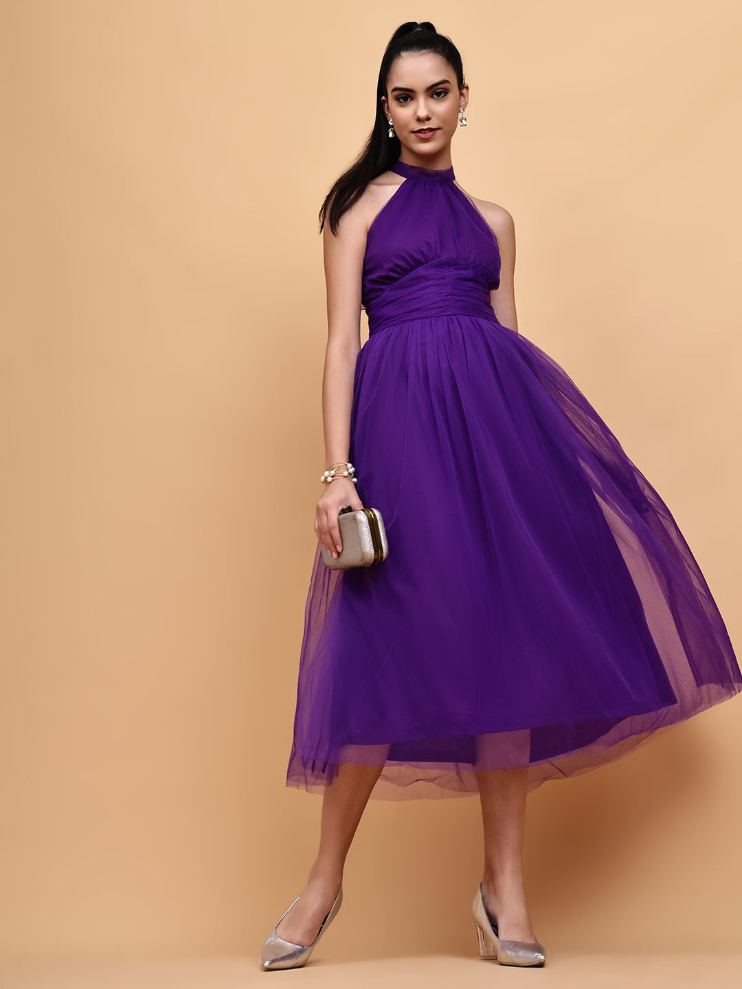 BLANC9 Women Sleeveless Fit & Flare Midi Dress