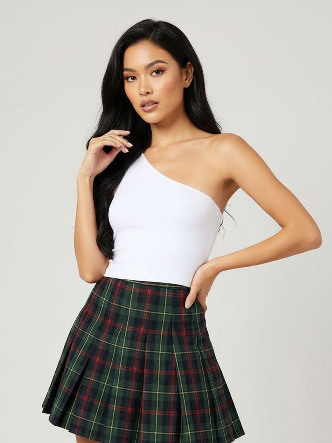 DressBerry Asymmetrical Allure One-Shoulder Fitted Top