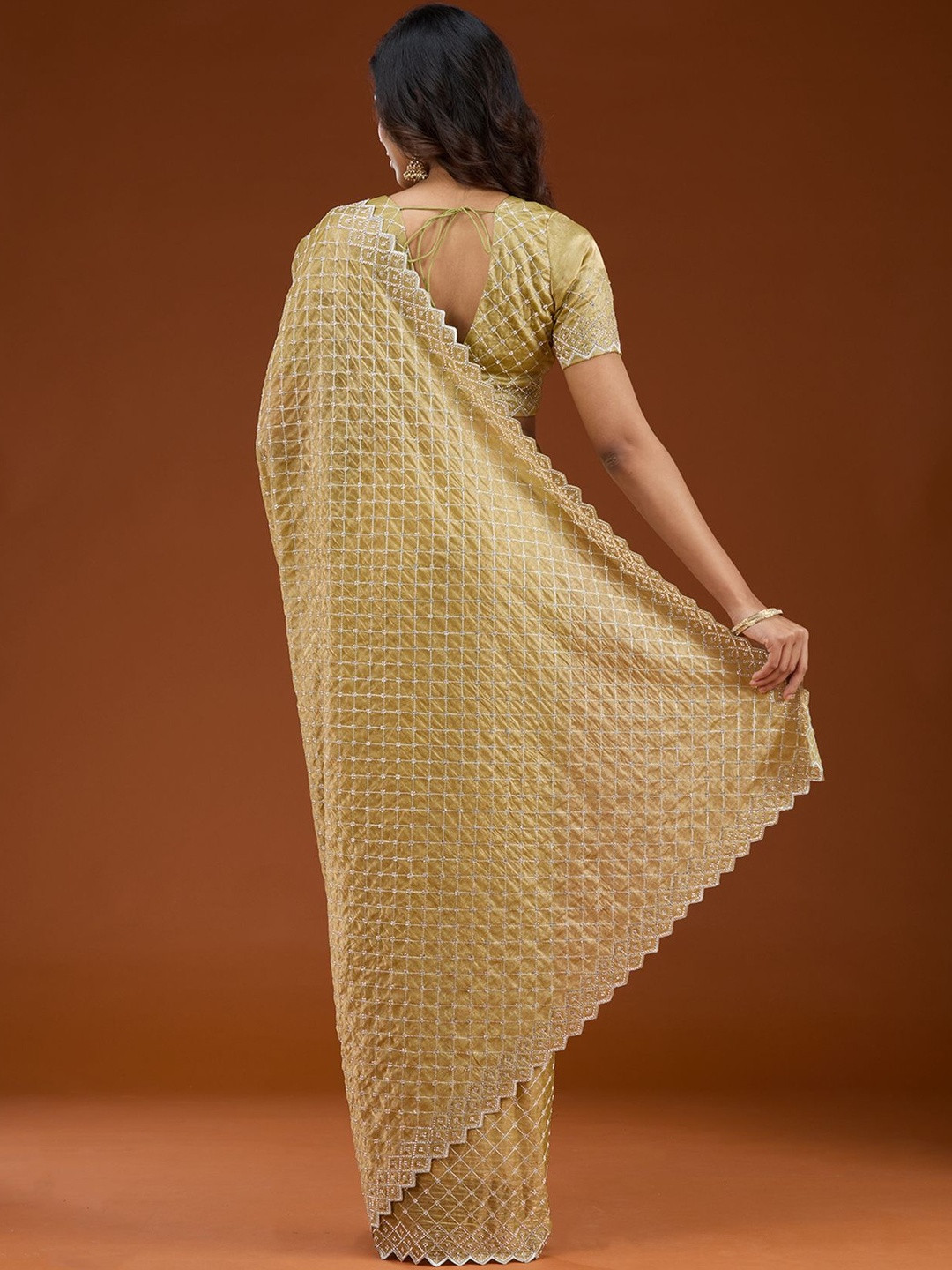 Koskii Stonework Embellished Tissue Saree