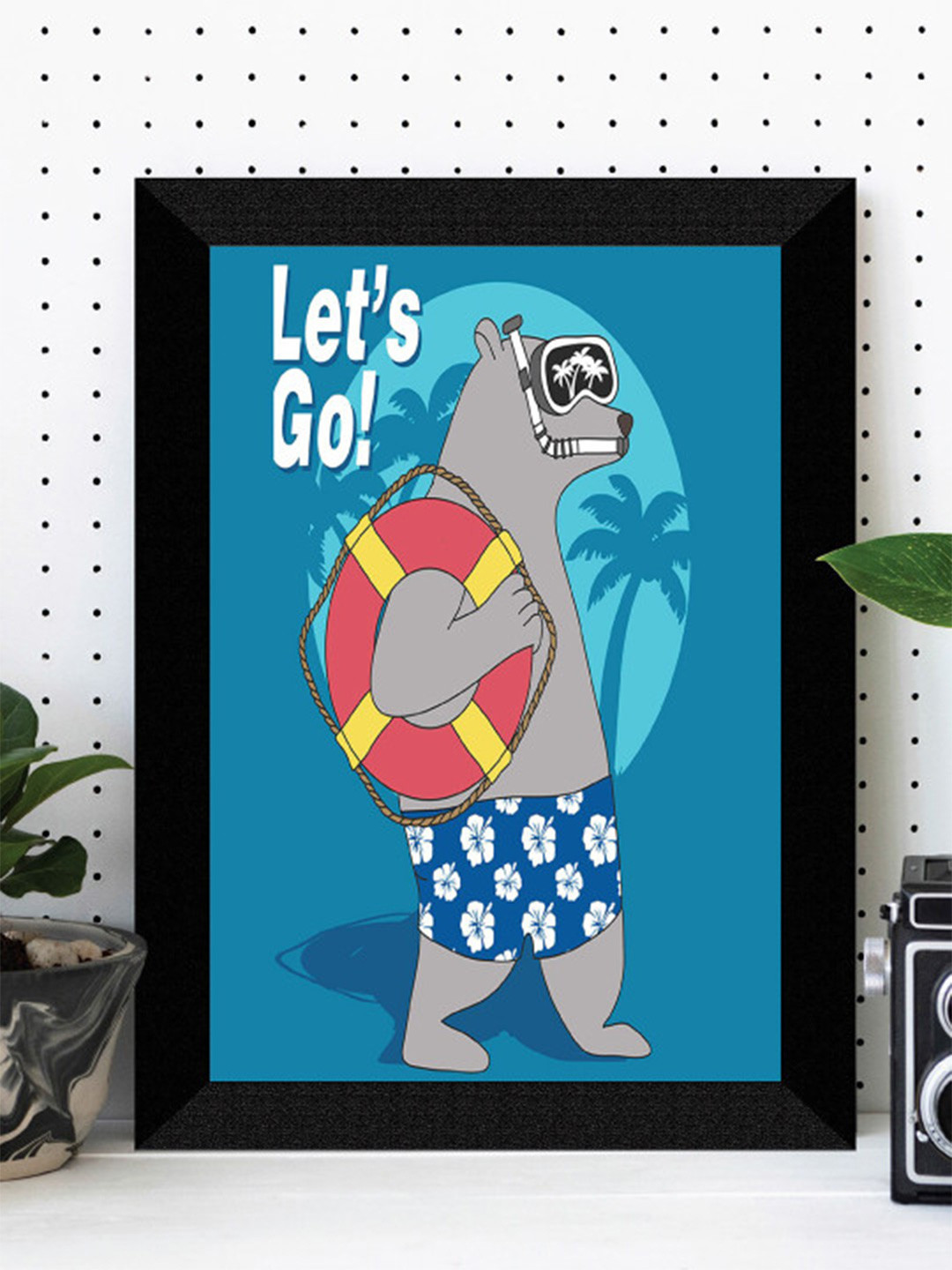 SAF Blue & Grey Cartoon Printed Framed Wall Art