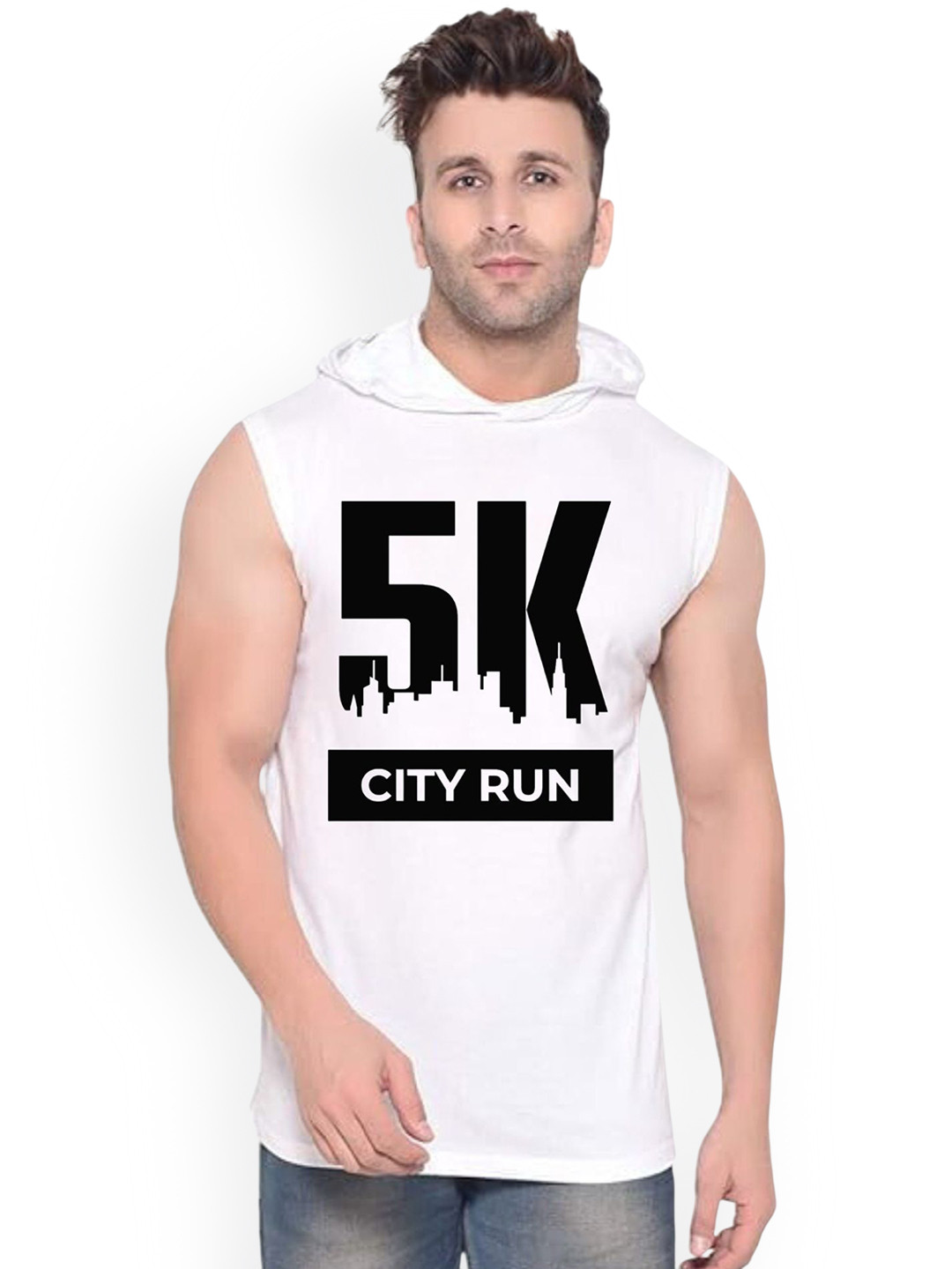 Fashnobic Men City Run Printed Hooded Gym Vest