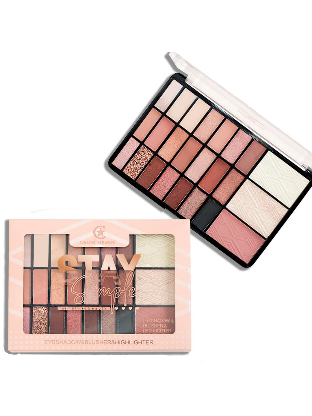 Adbeni Stay Simple Eyeshadow, Blusher & Highlighter Makeup Kit - 28 g - Shade 02