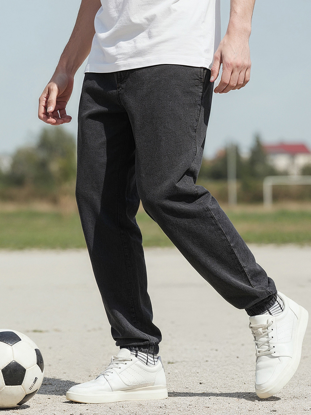 Bewakoof AIR Men Pure Cotton Oversized Acid Wash Joggers