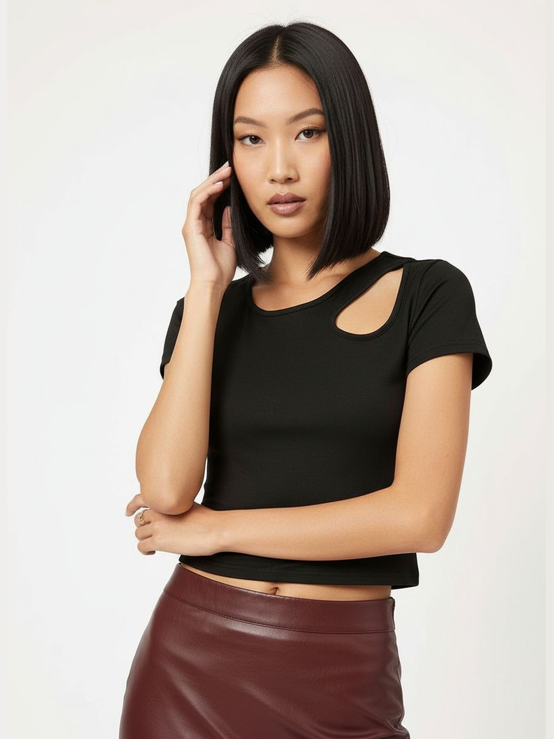 DressBerry Feminine Flair Cut-Out Top