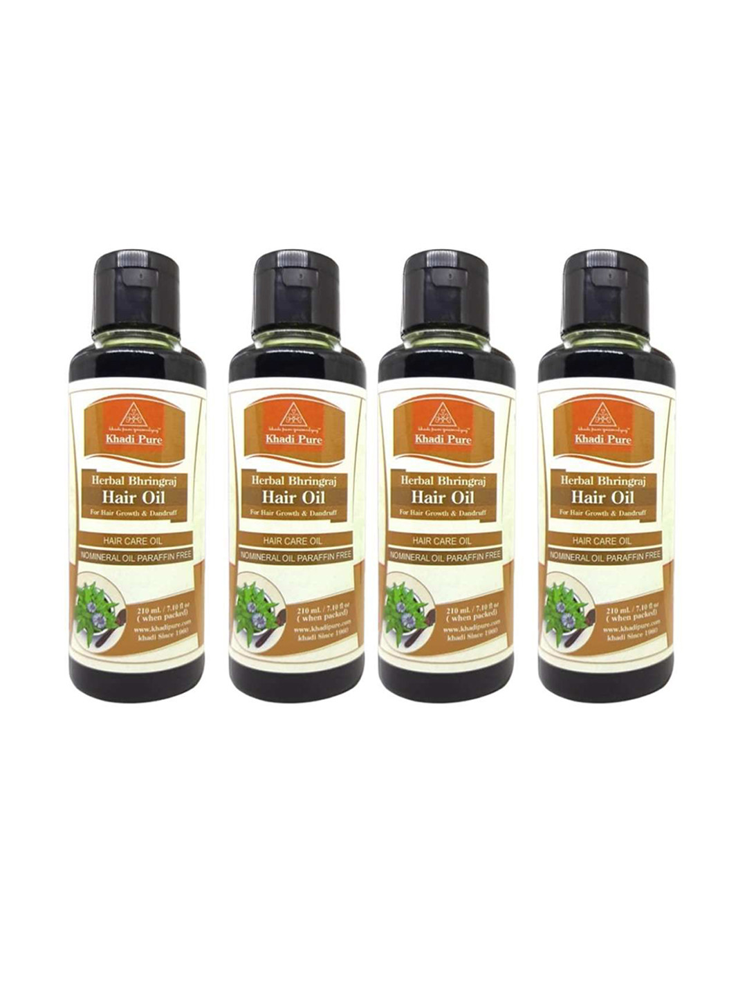 Khadi Pure Set Of 4 Herbal Bhringraj Hair Oil For Hair Growth - 210 ml Each