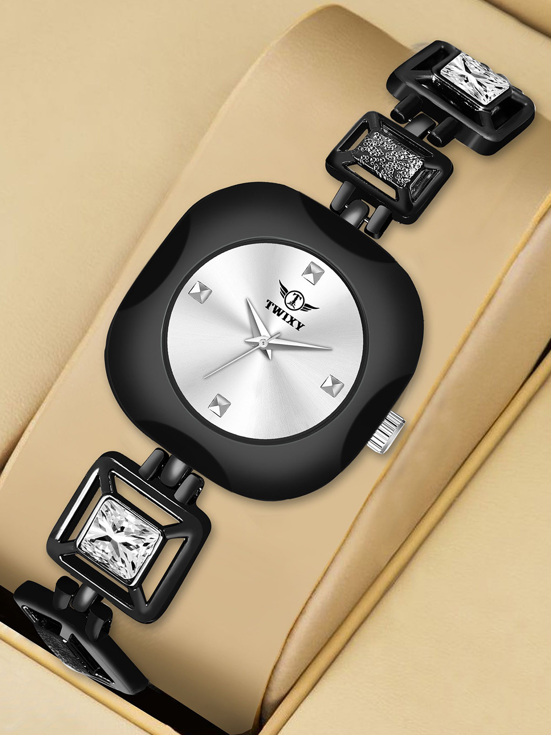 TWIXY Women Brass Embellished Dial & Bracelet Style Straps Analogue Watch TYW-F-4 B-SILVER