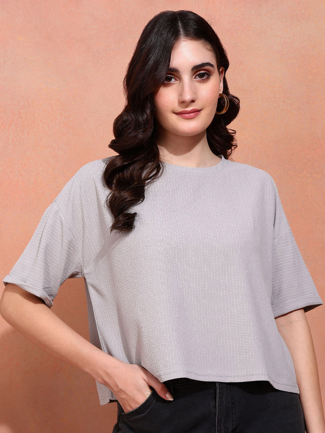 ANN SPRINGS Women Round Neck Crop Top