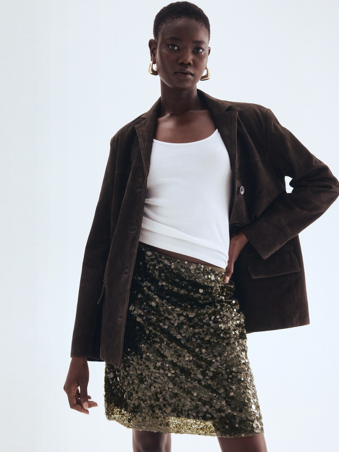 H&M Women Embellished Sequined Skirt