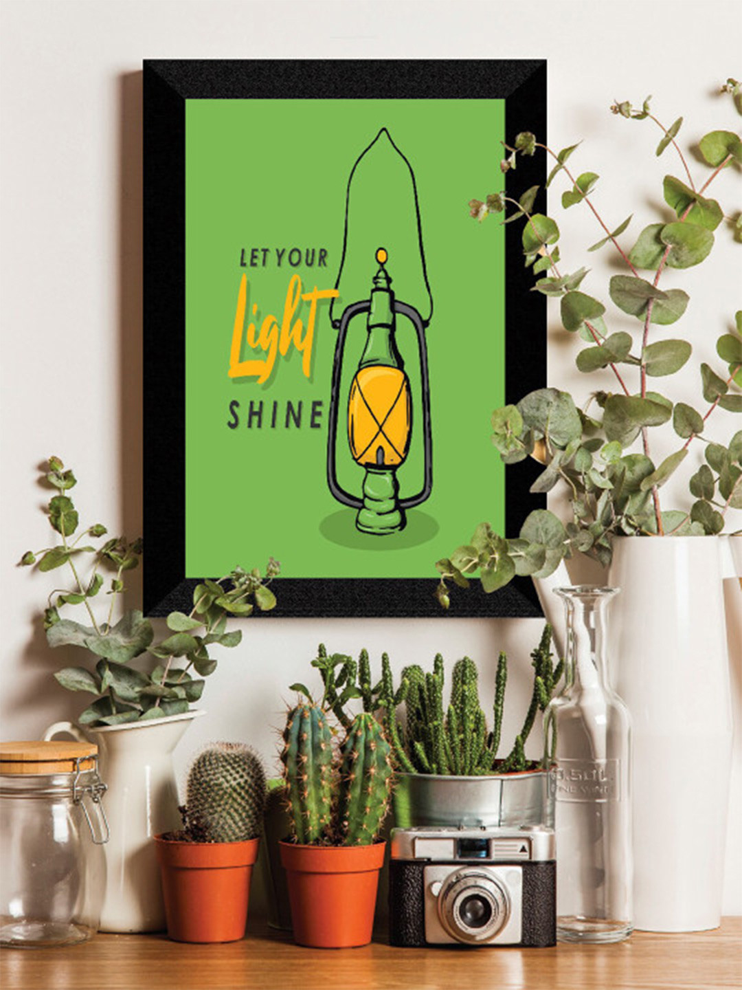 SAF Black & Green Motivational UV Textured Premium Framed Wall Art Painting