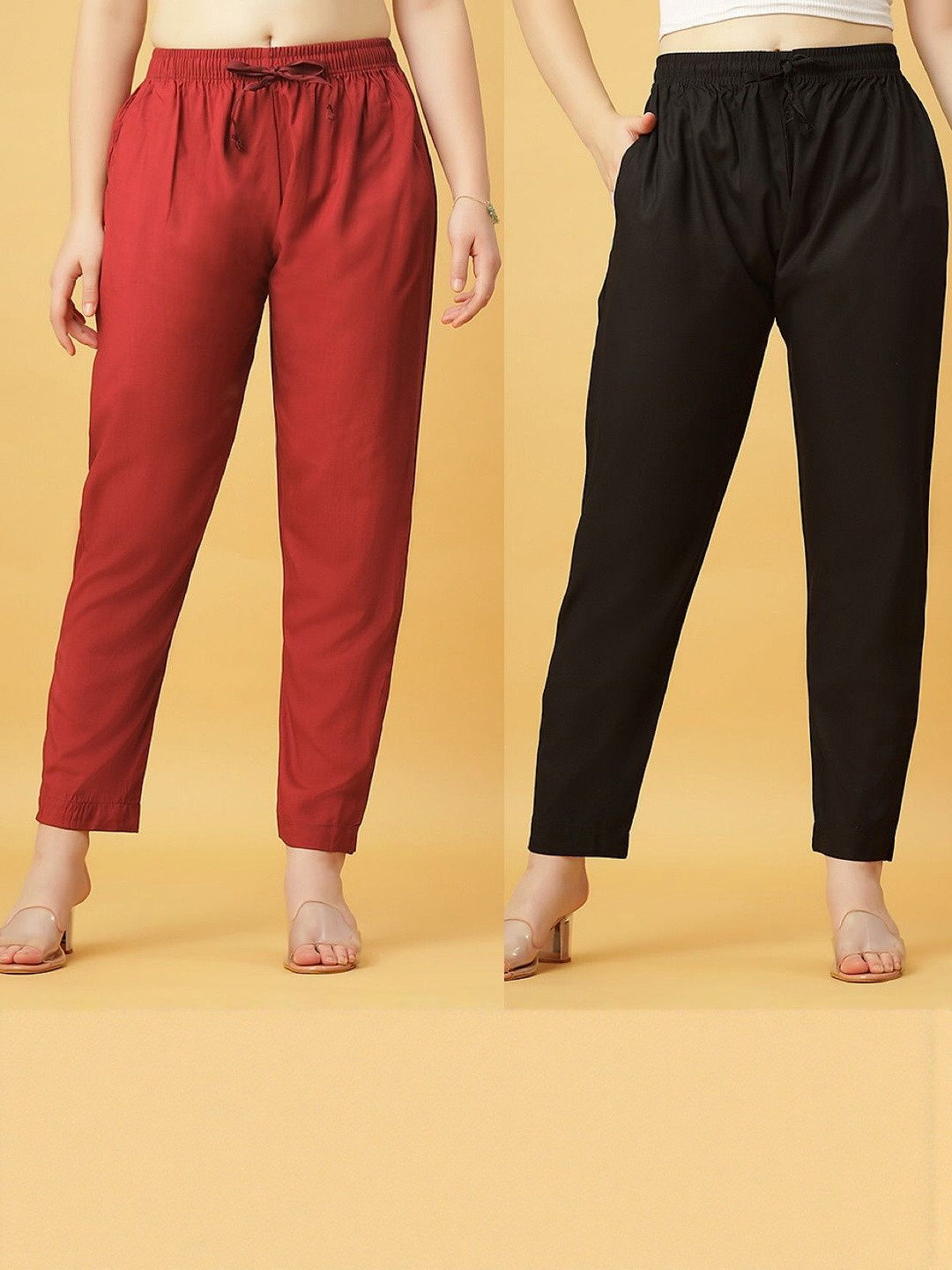 GANIX FASHION THAT DEFINE YOU Women Black Viscose Rayon Solid Straight Fit Regular Trousers