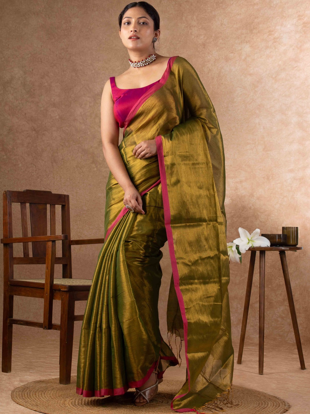 Magga Tissue Saree With Blouse Piece