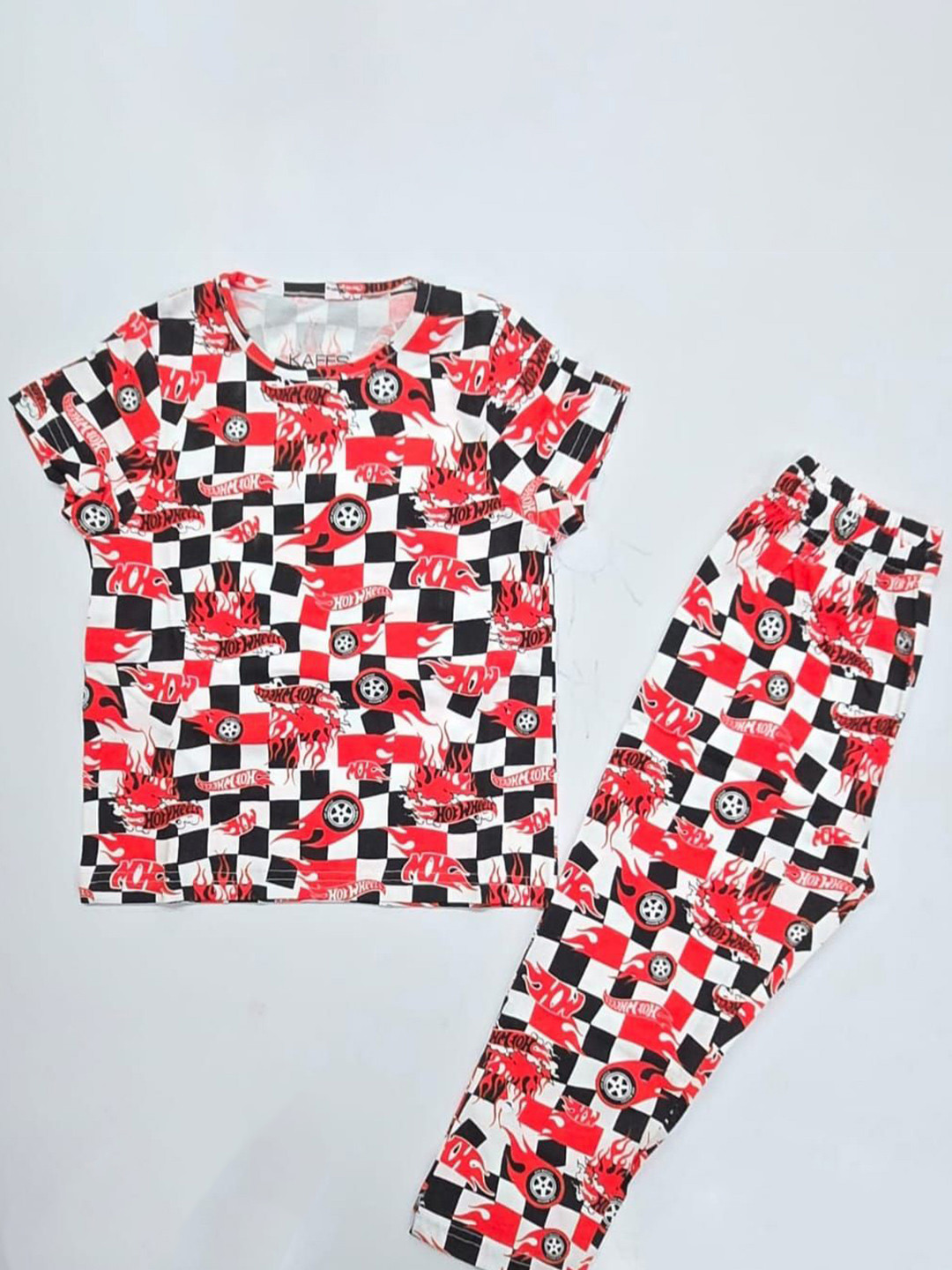 TikSn Fashion Unisex Kids Checked T-shirt With Pyjamas