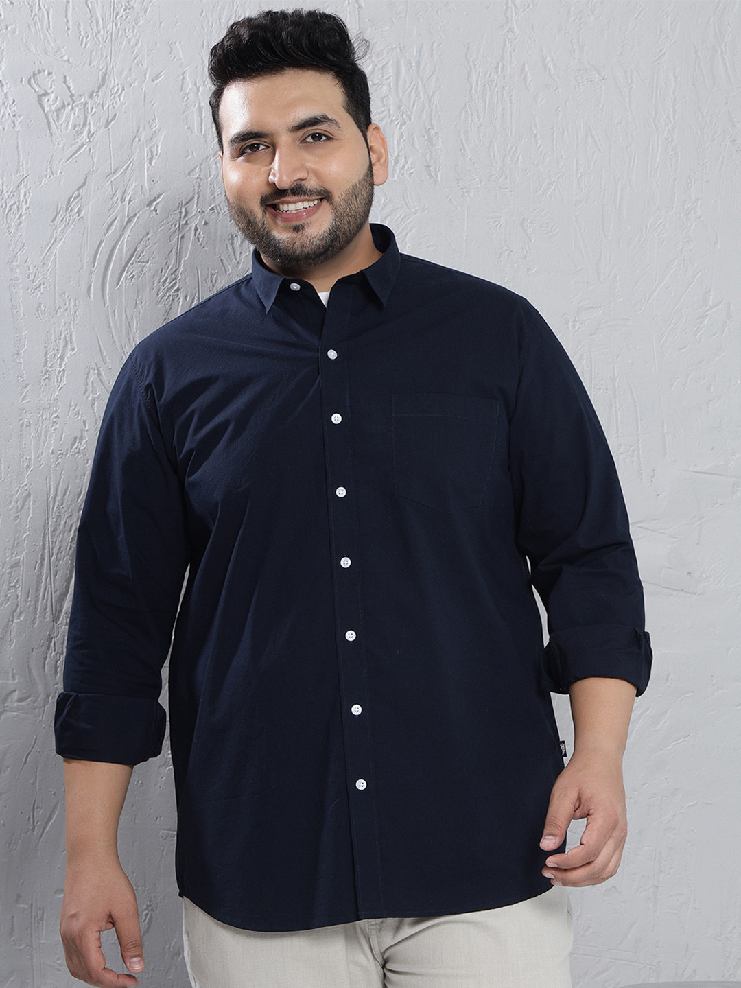 John Pride Plus Size Cotton Long Sleeves Shirt