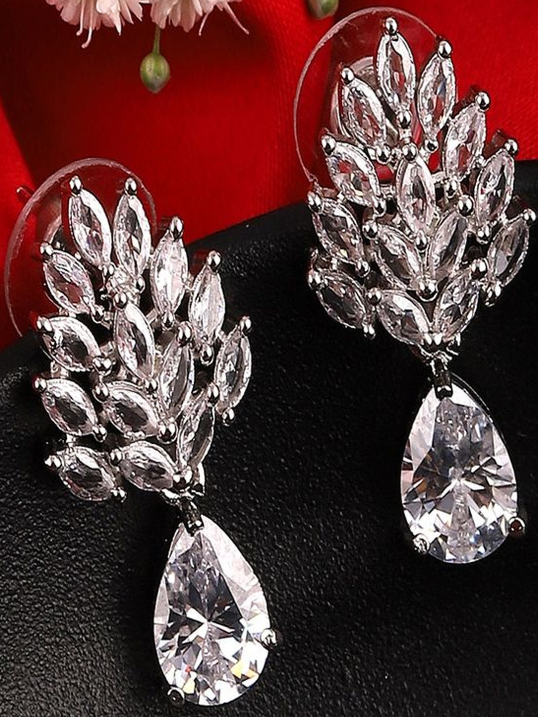 GILHER Women Silver white Unique Drop Earrings