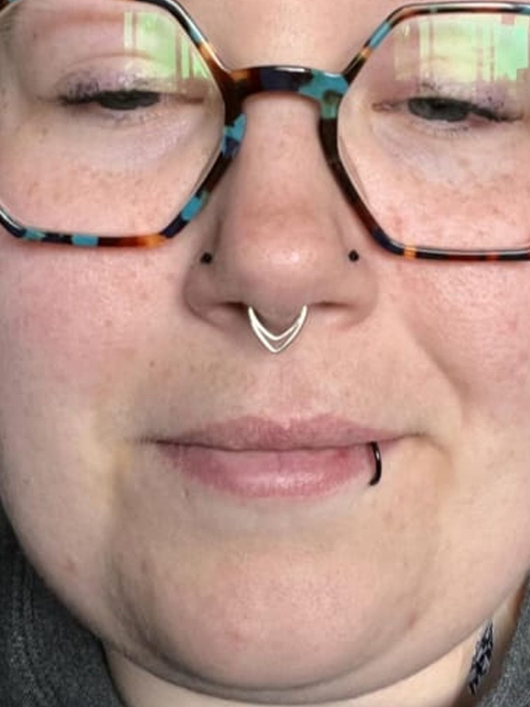 Sangria Silver Tribal Line Nose Septum