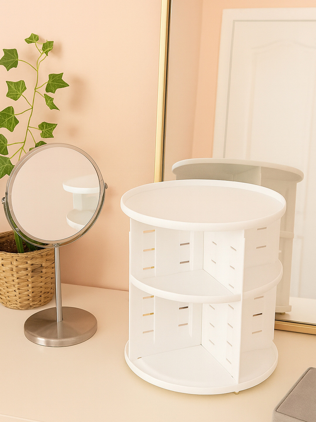 Myntra Elegant Homes White 360 Rotating Makeup Organiser
