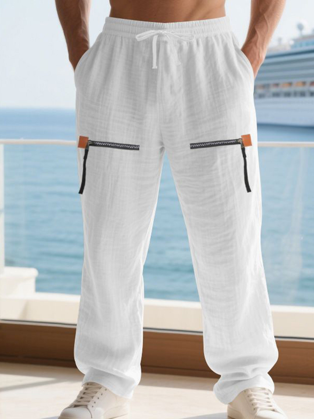 StyleCast x Revolte Men Loose Fit Easy Wash Pleated Chinos Trousers