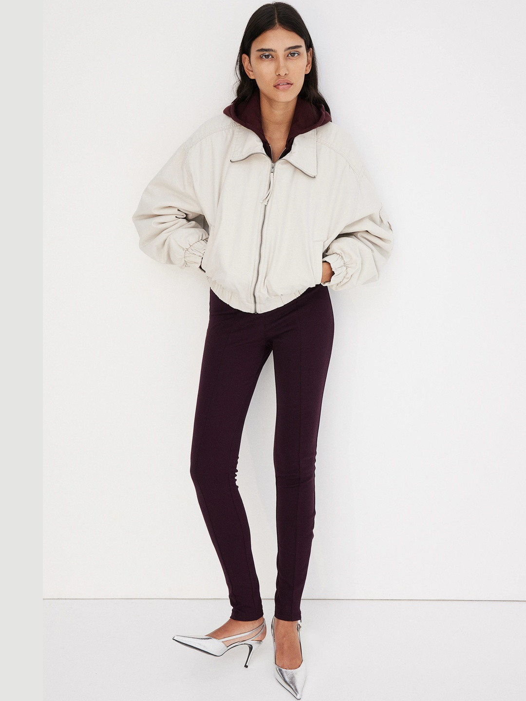 H&M Women Ankle-Length Zip Hem Leggings